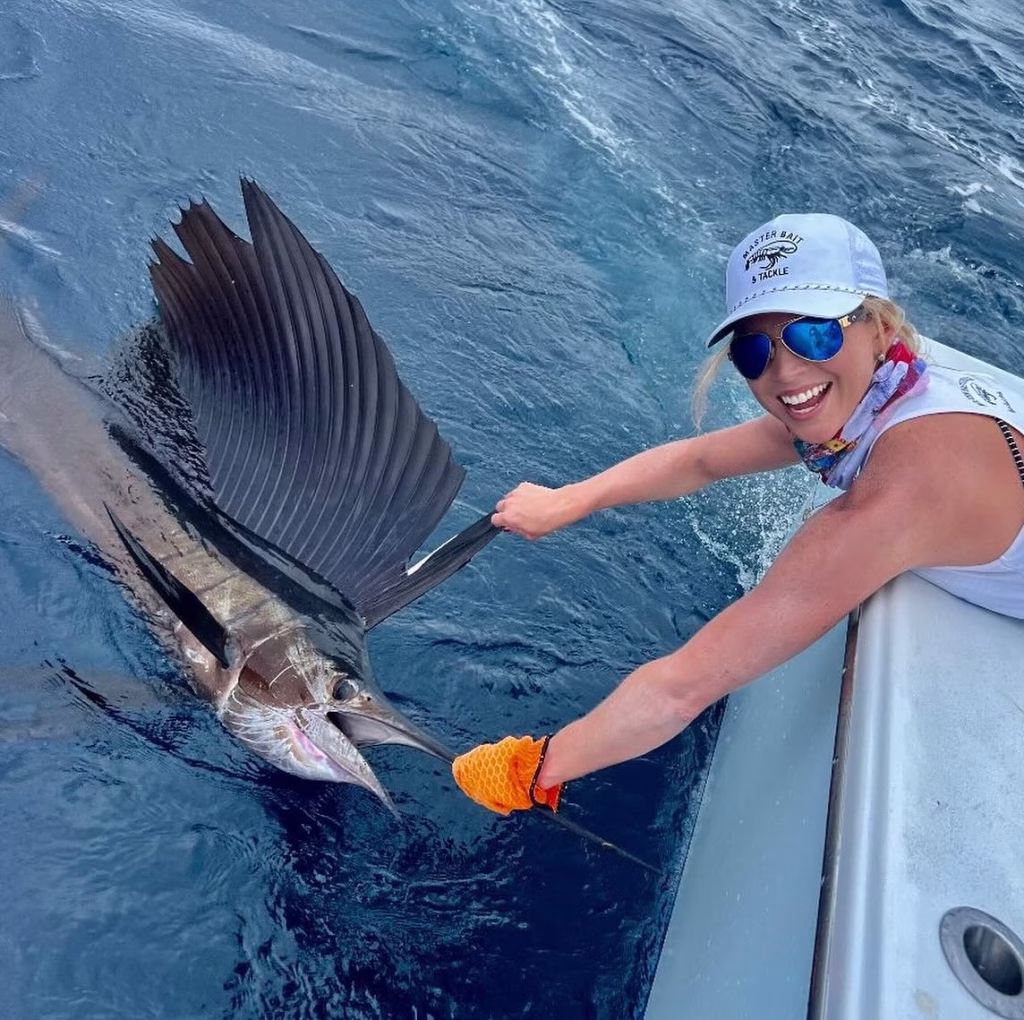 Sailfish being released on an offshore fishing trip in Costa Rica