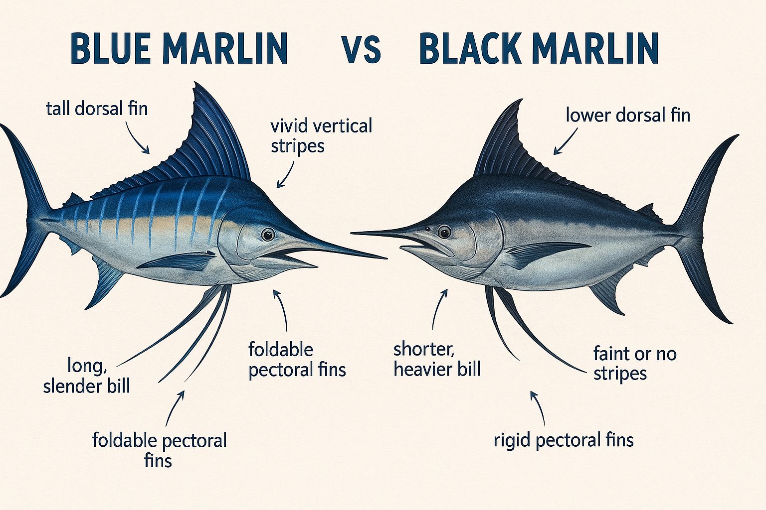 Blue vs Black Marlin comparison for Costa Rica anglers